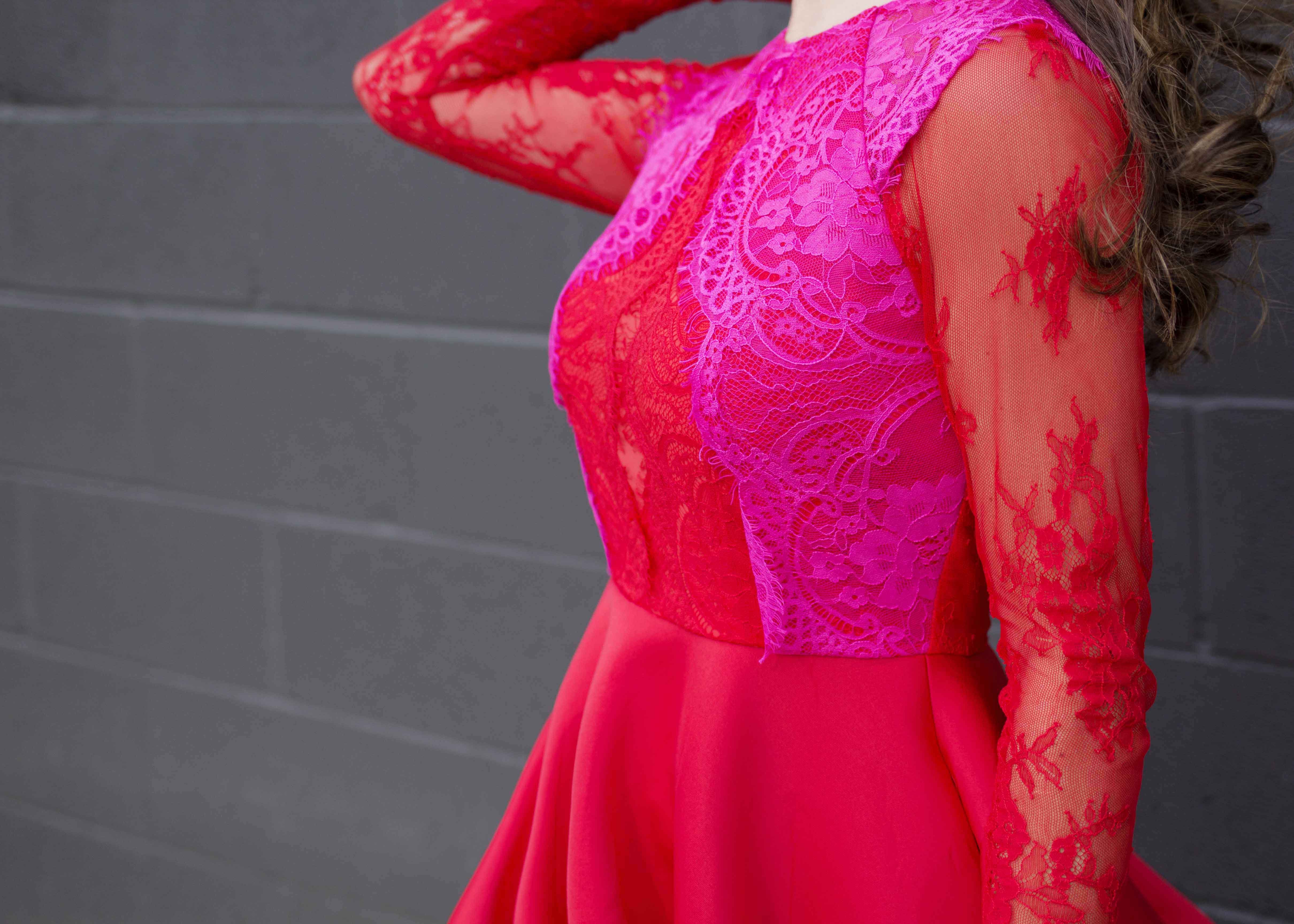 ASOS Red Pink Lace Dress