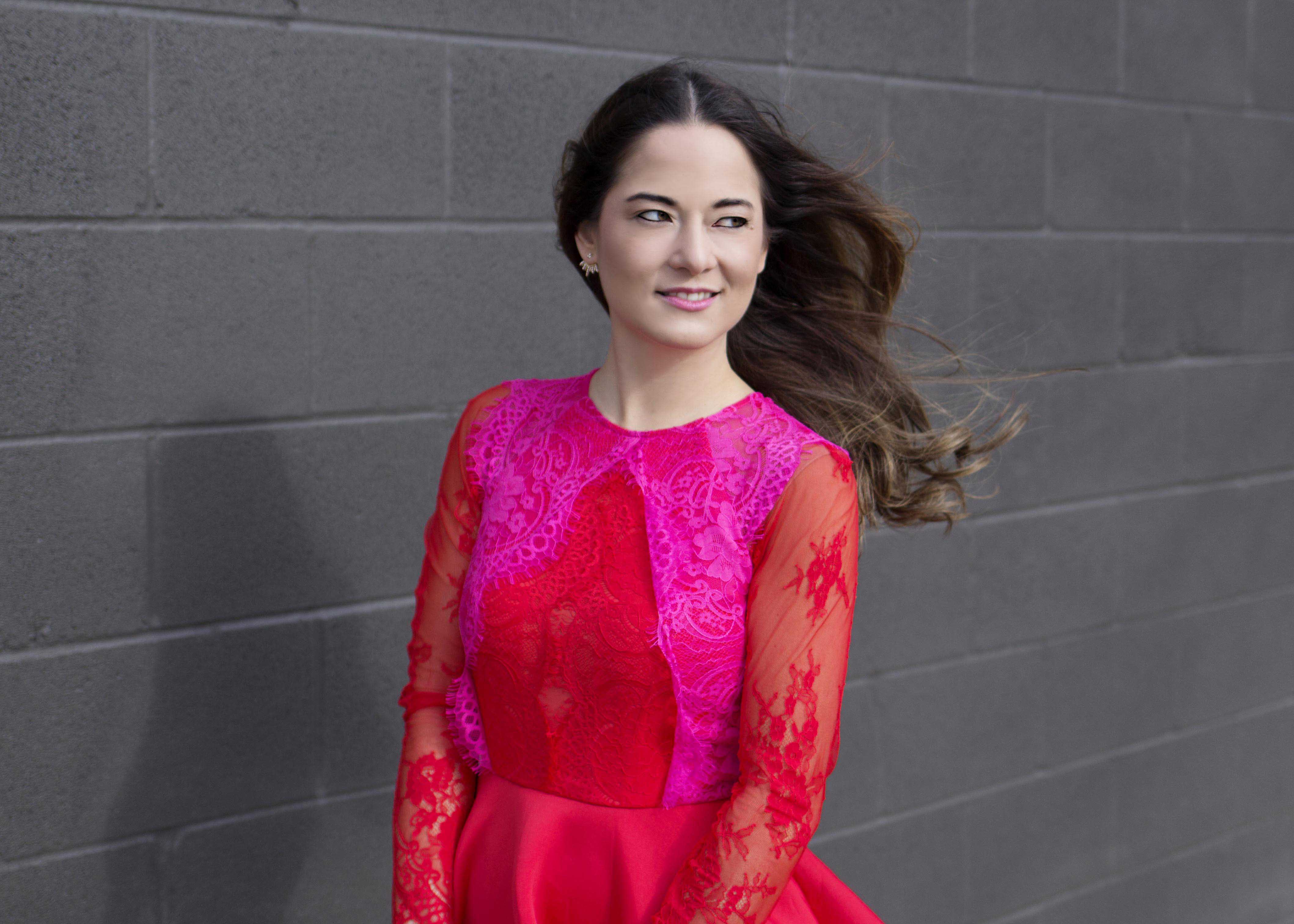 ASOS Red Pink Lace Dress