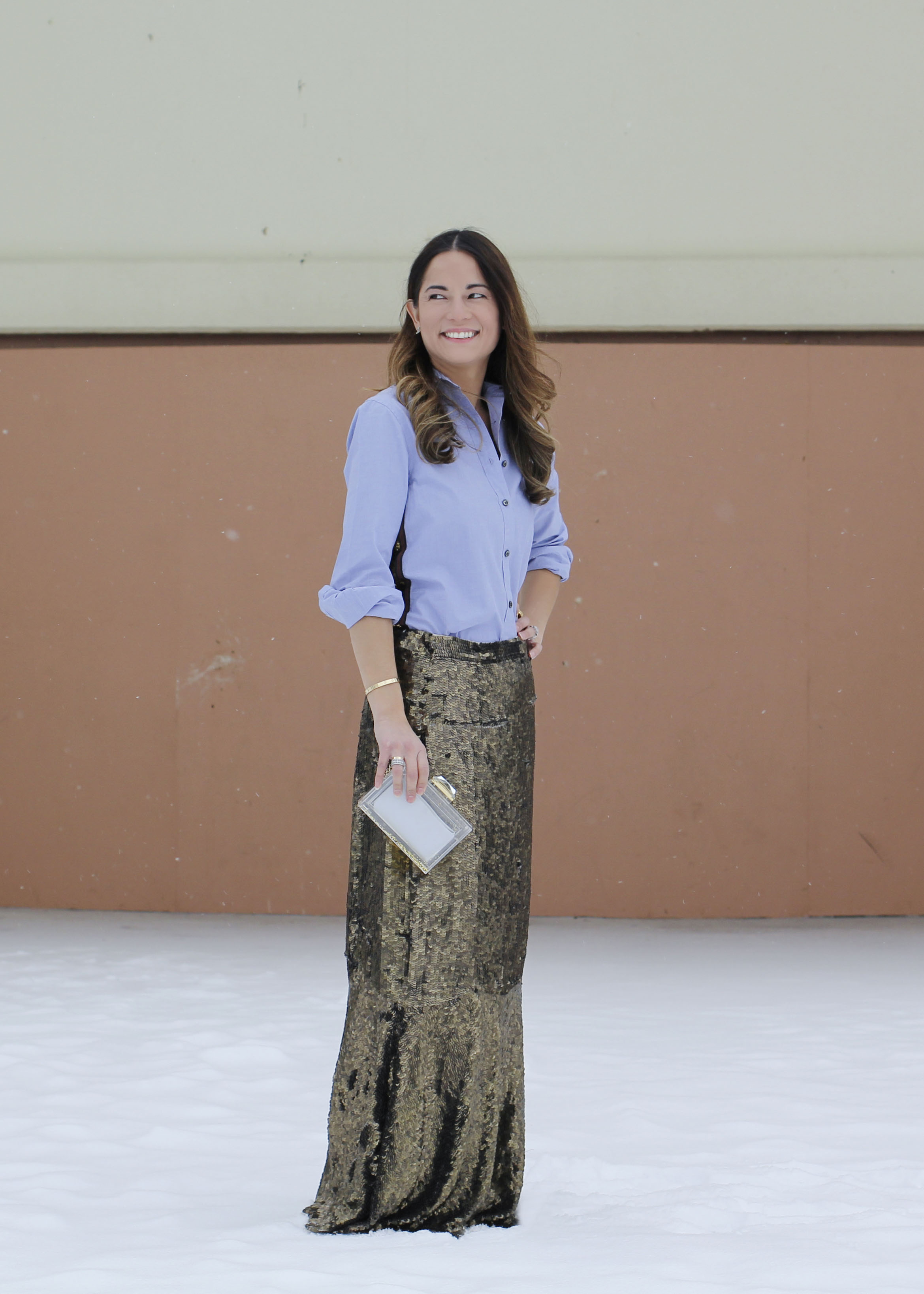 Bronze Sequin Maxi Skirt