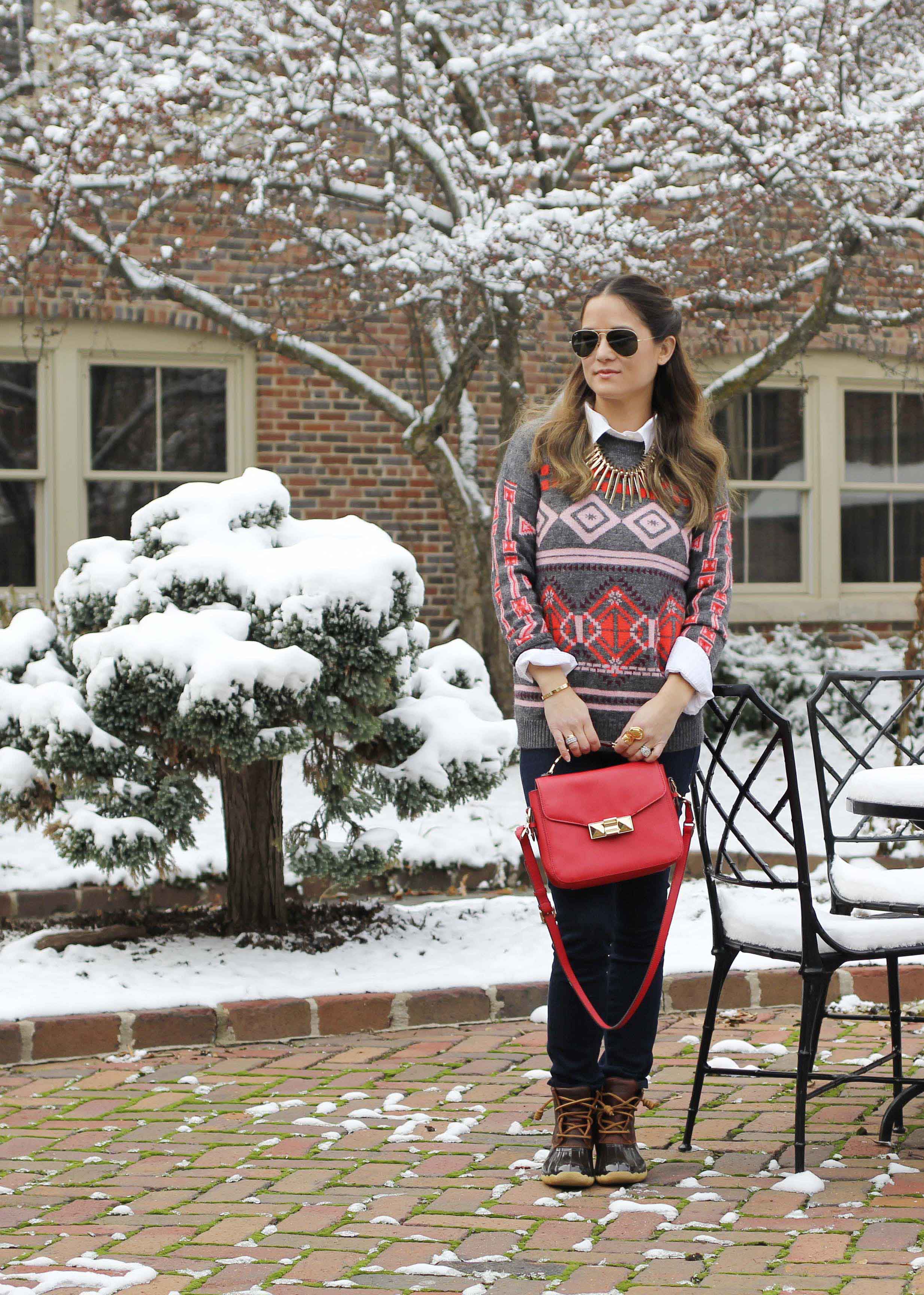 J. Crew Pink Fair Isle