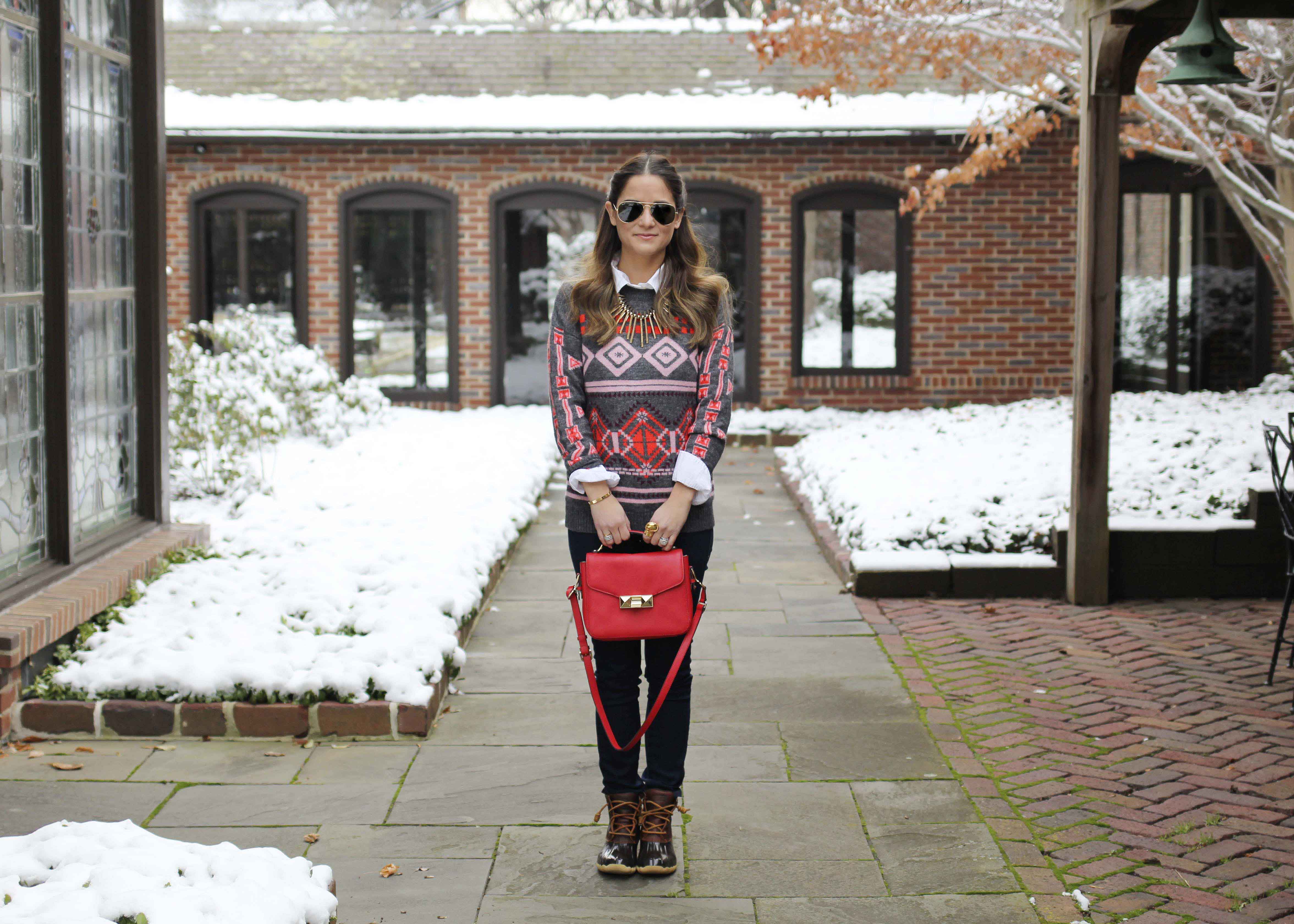 J. Crew Pink Fair Isle