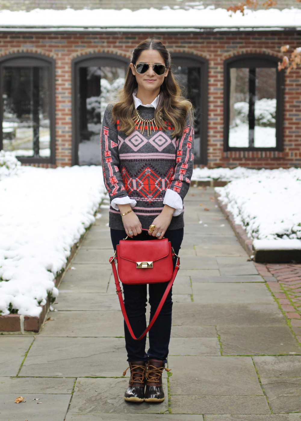 J. Crew Pink Fair Isle