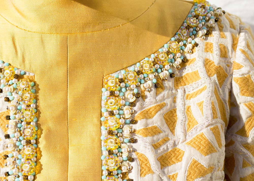 Vintage Yellow Beaded Tunic Dress