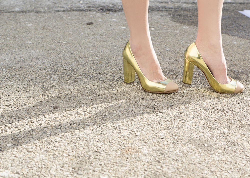 J. Crew Etta Gold Pumps