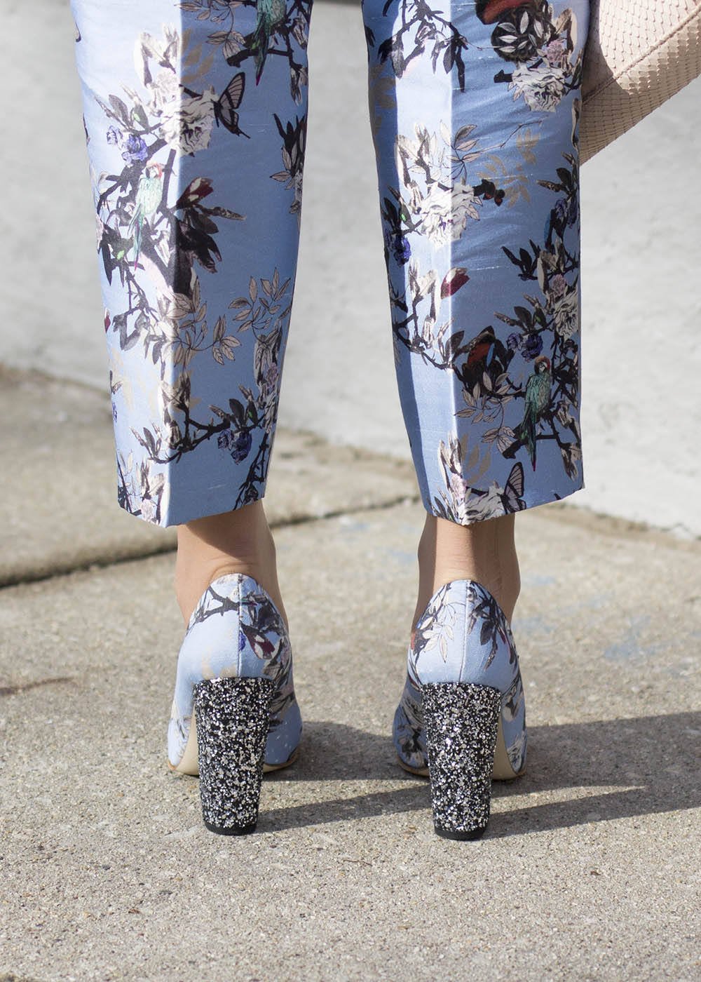 J. Crew Hummingbird Floral Glitter Heels