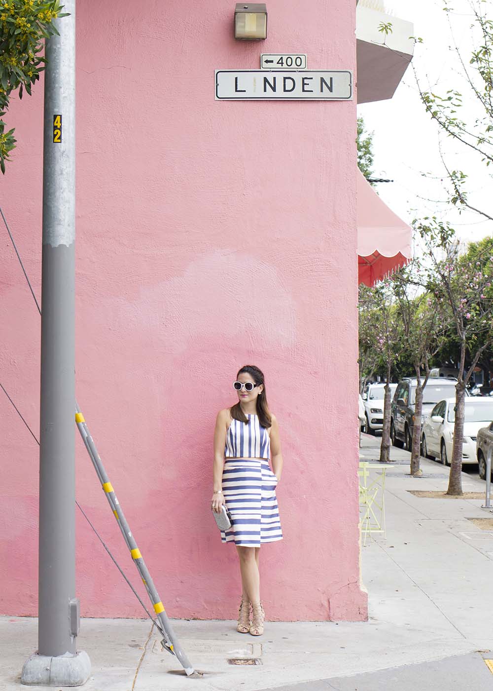 Topshop Striped Skirt Crop Top