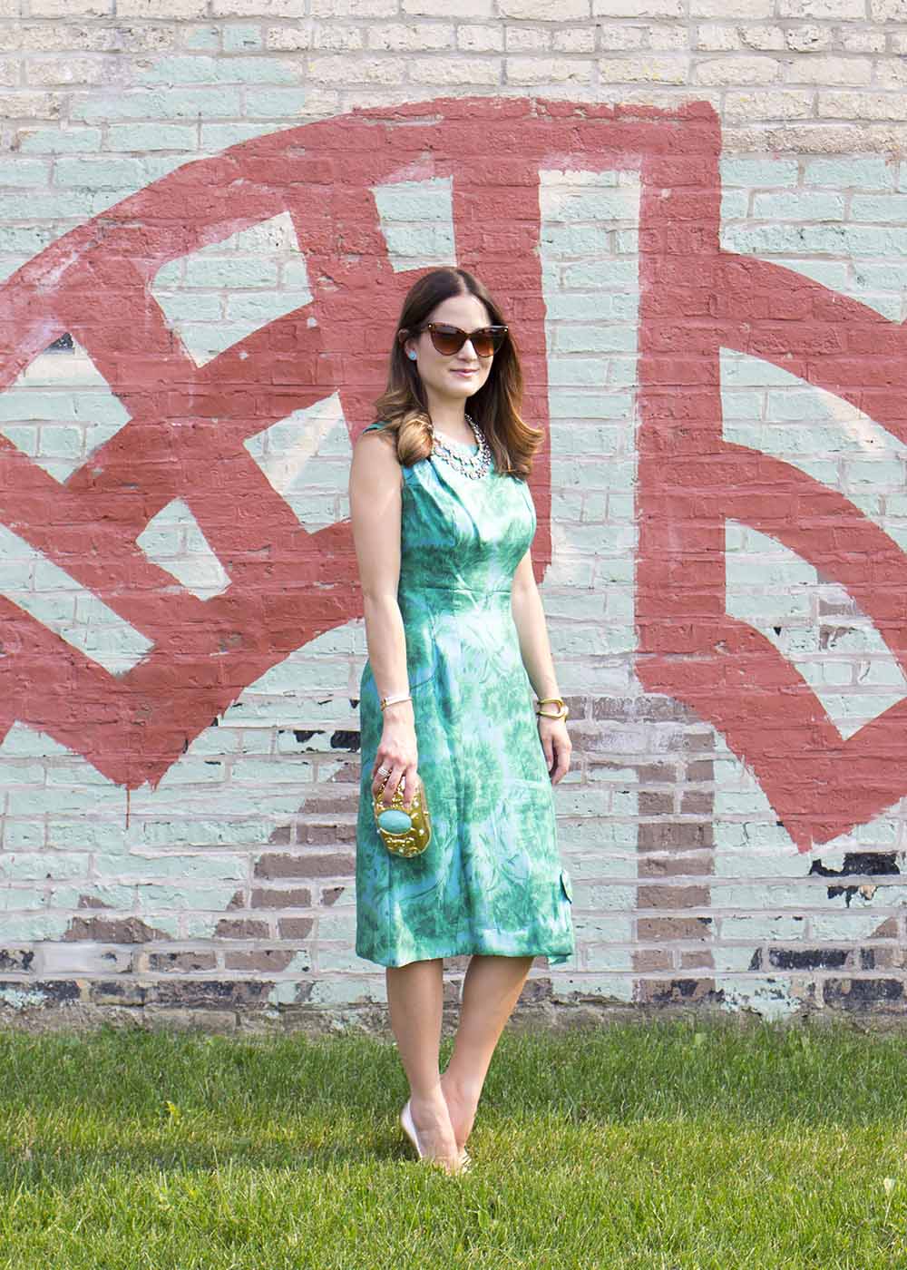 Vintage Green Floral Dress