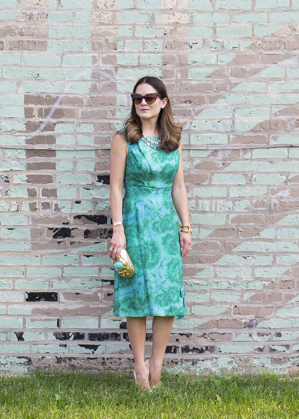 Vintage Green Floral Dress