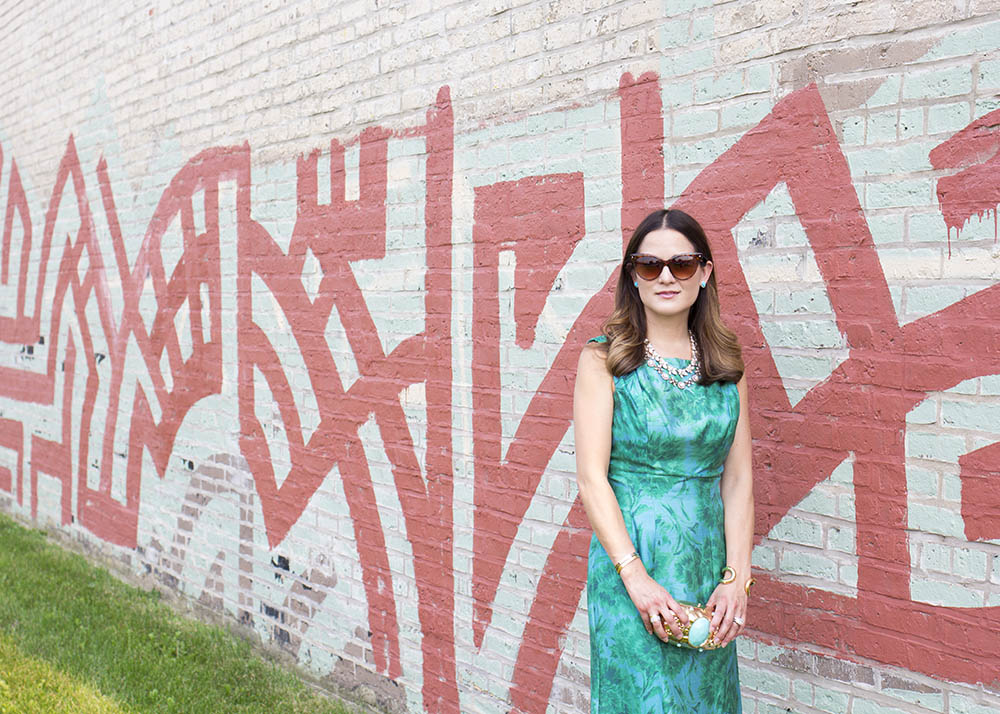 Vintage Green Floral Dress