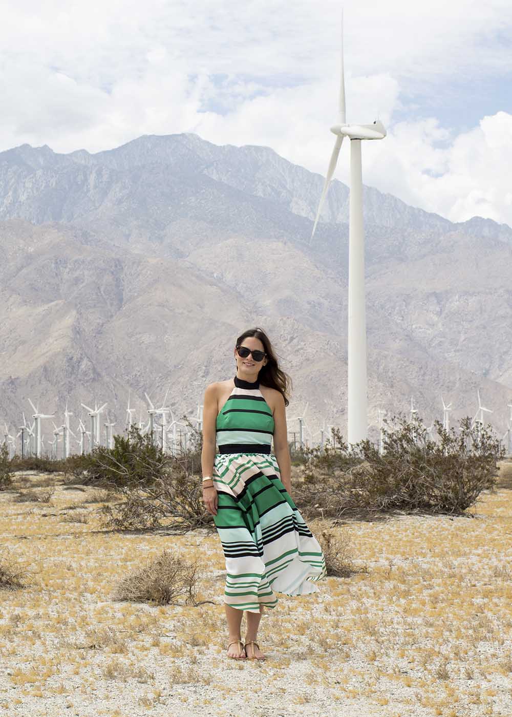 Green Stripe Halter Dress