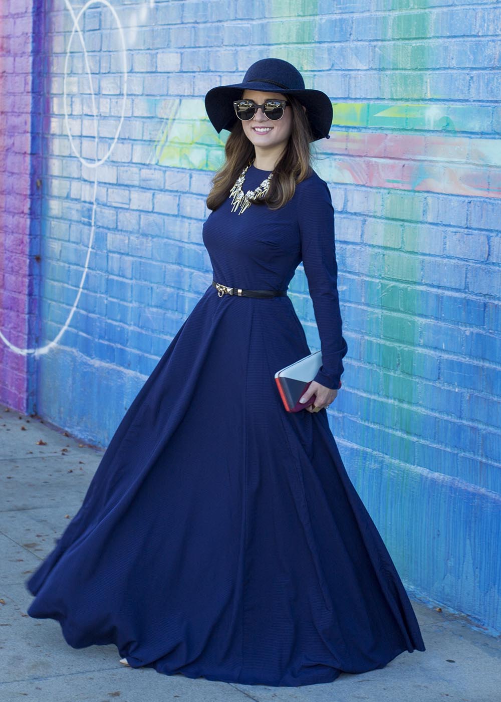 ASOS Navy Long Sleeve Maxi