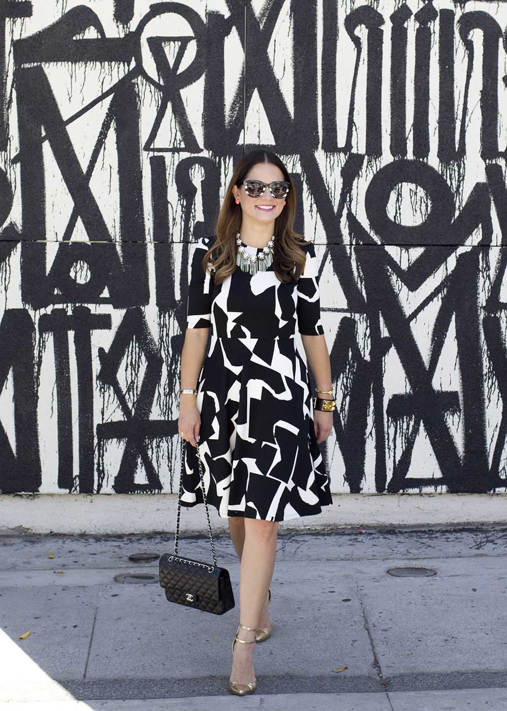 Black White Graphic Dress