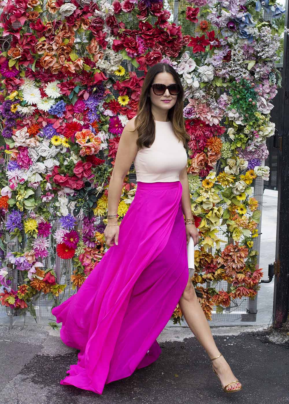 Pink Slit Maxi Skirt