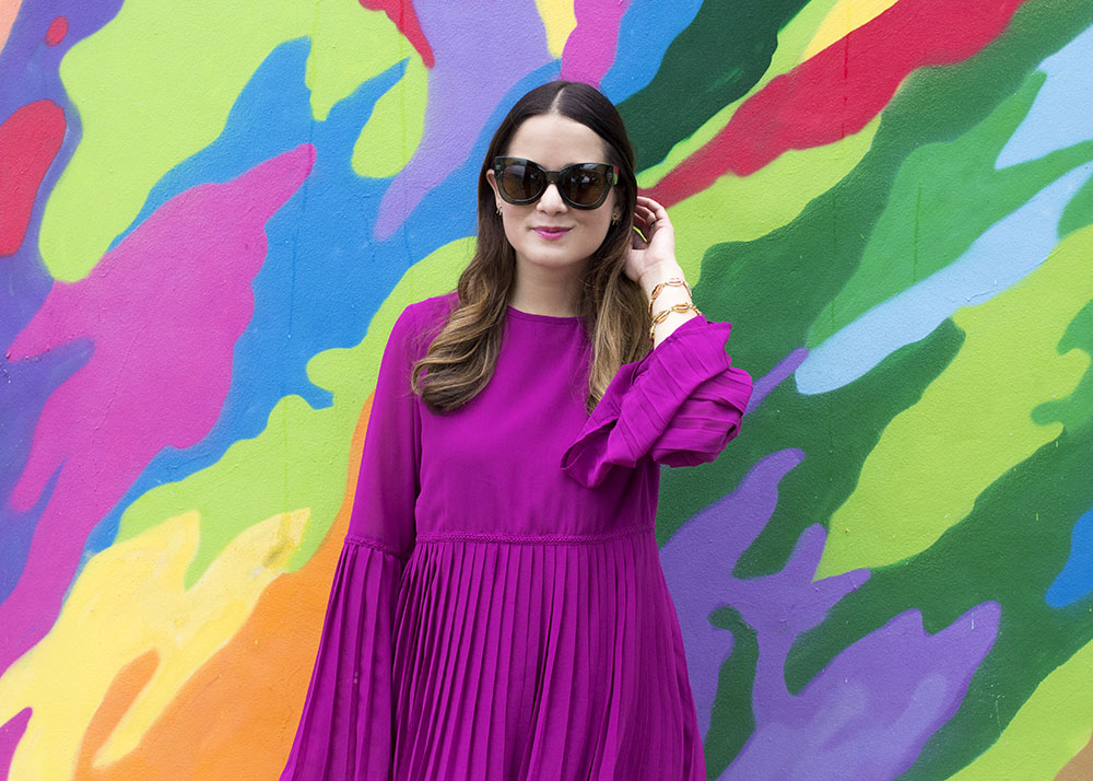 Purple Bell Sleeve Dress