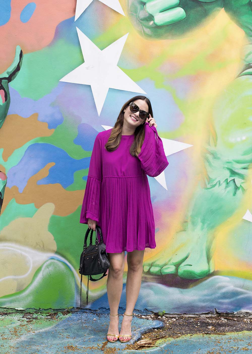 Purple Long Sleeve Dress