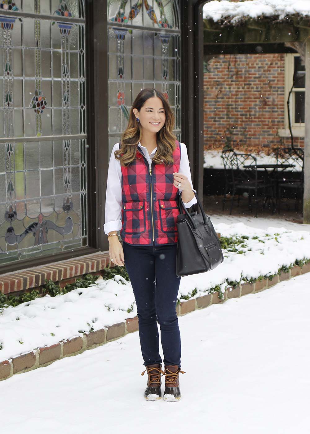 Navy Red Plaid Vest