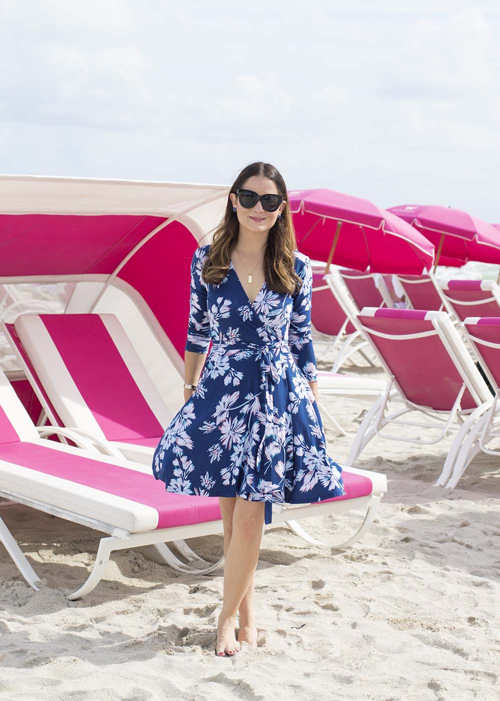 Blue Floral Wrap Dress