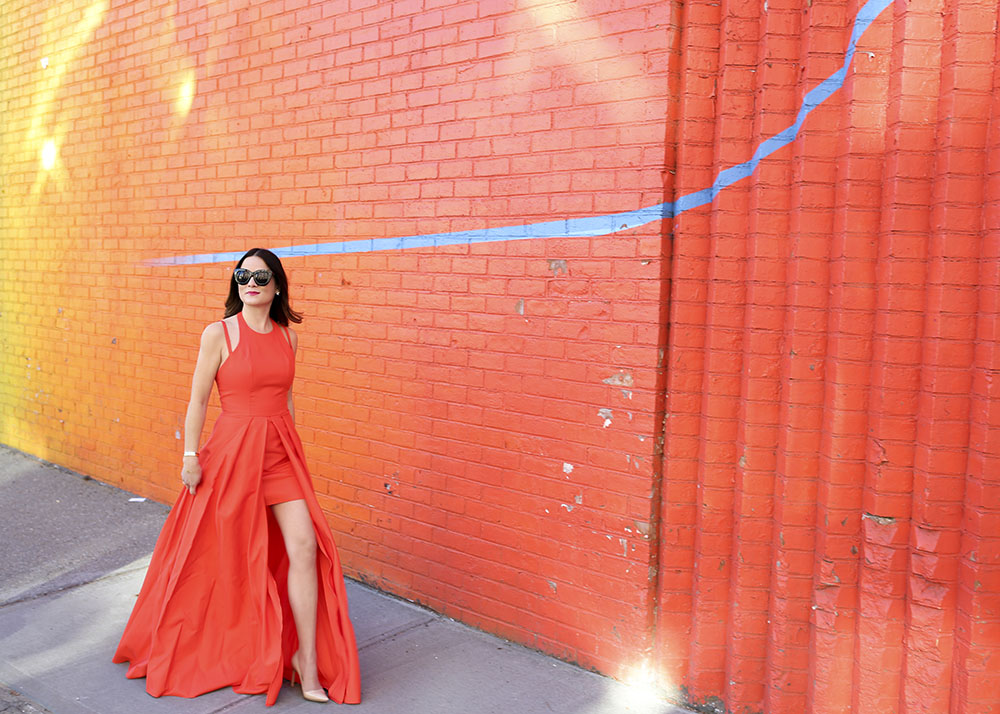 Alexis Orange Asymmetrical Gown