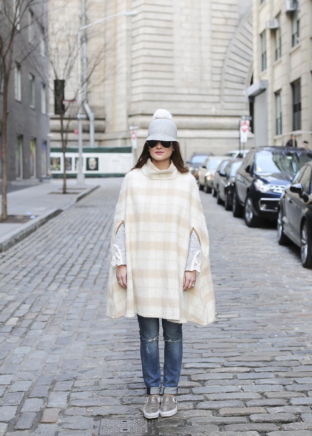 Plaid Cape Shawl Pullover