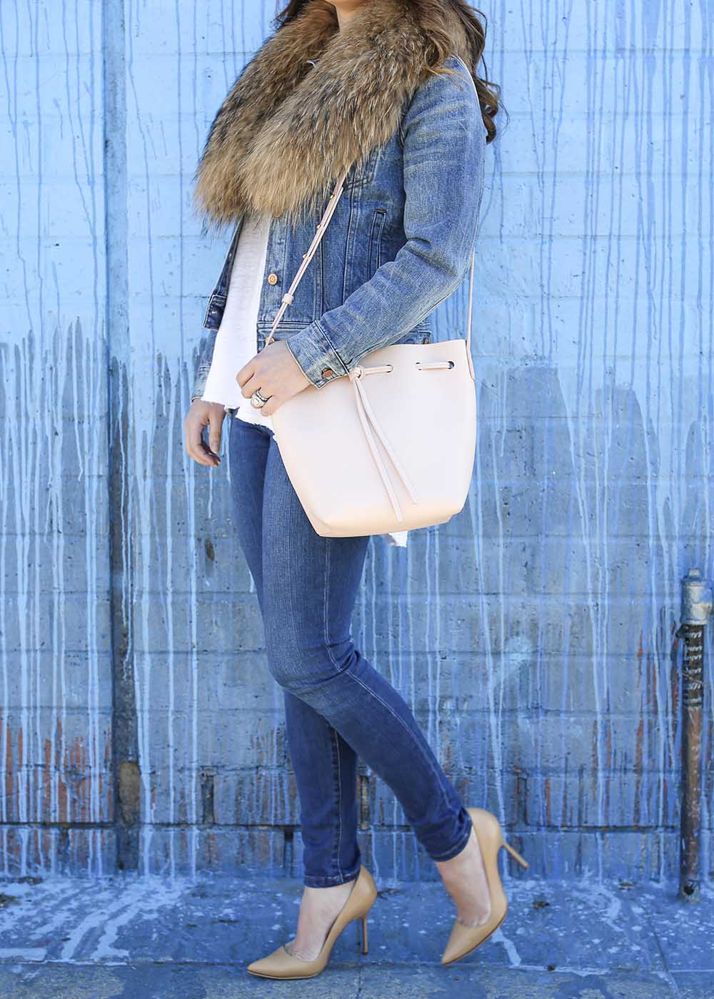 Pink Leather Bucket Bag