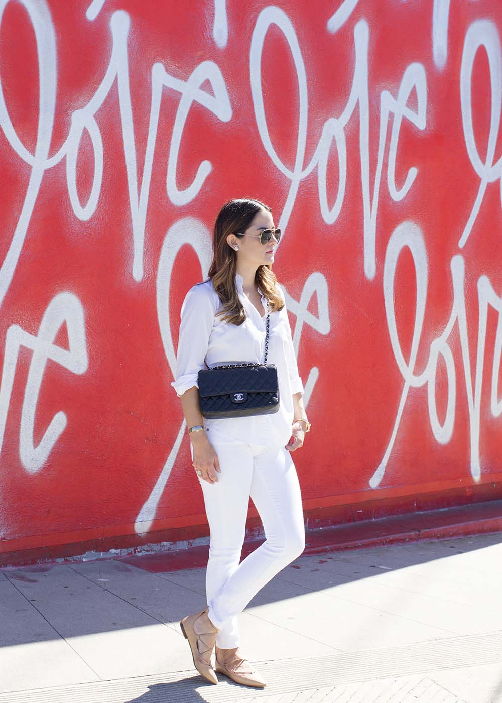White Outfit Chanel Bag