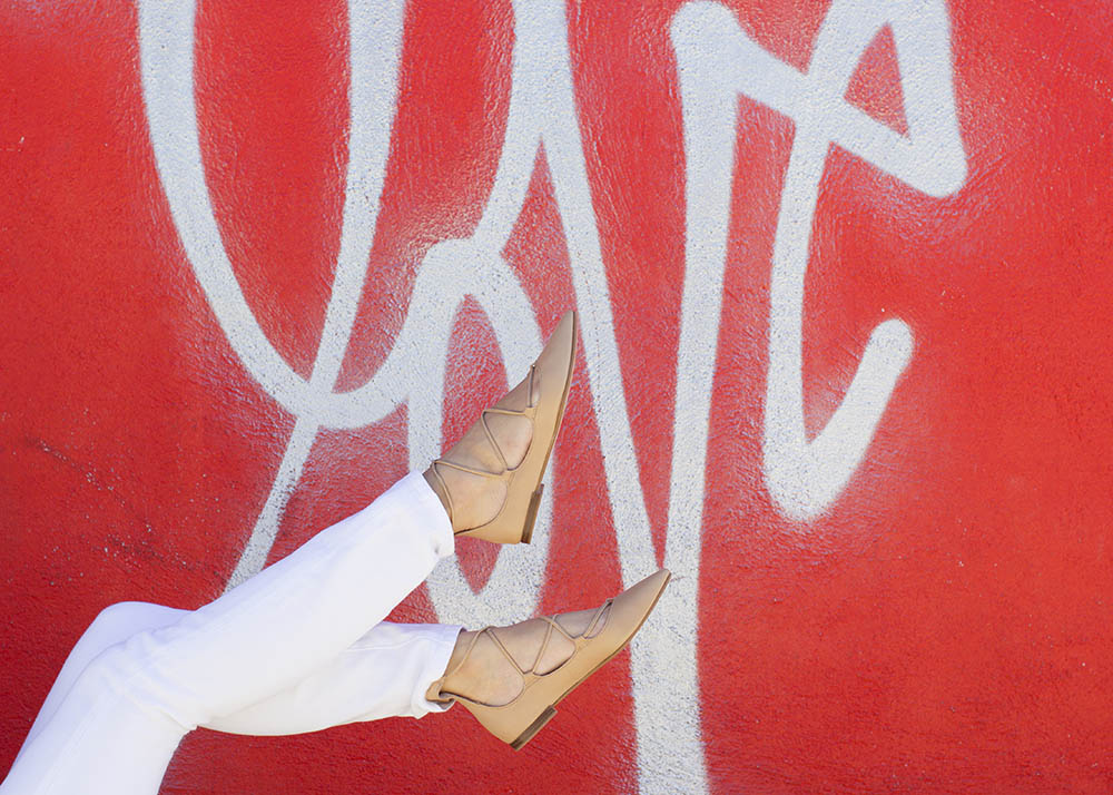 Nude Lace Up Flats