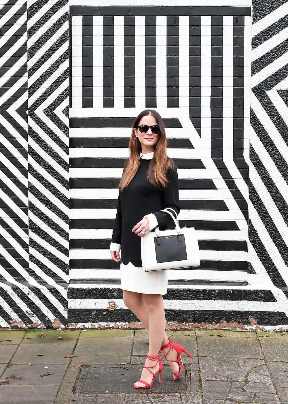 Black and White Scalloped Dress