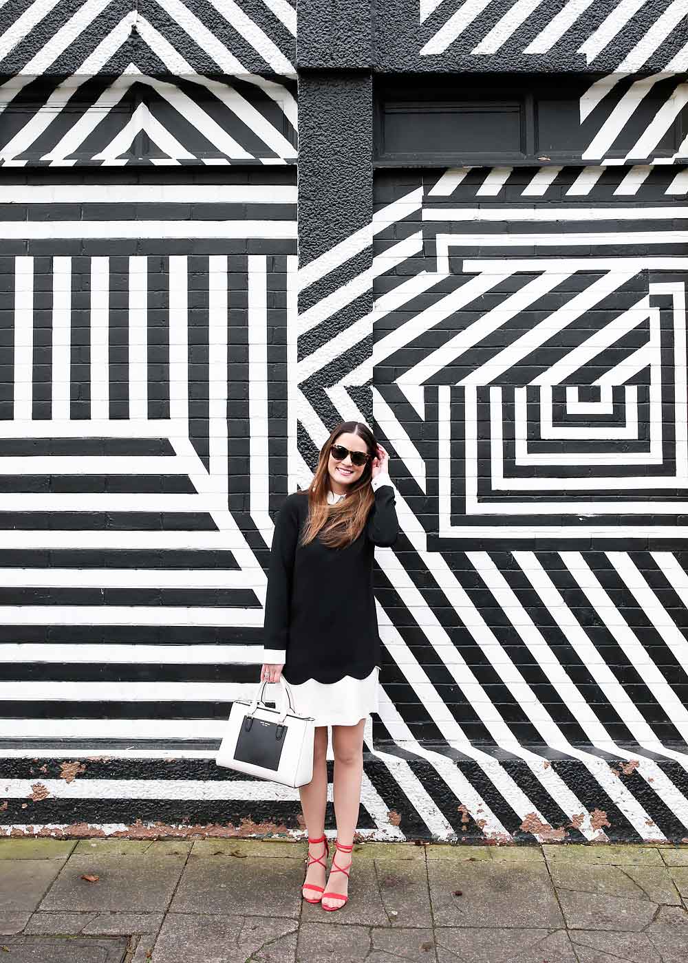 Scallop Black White Dress