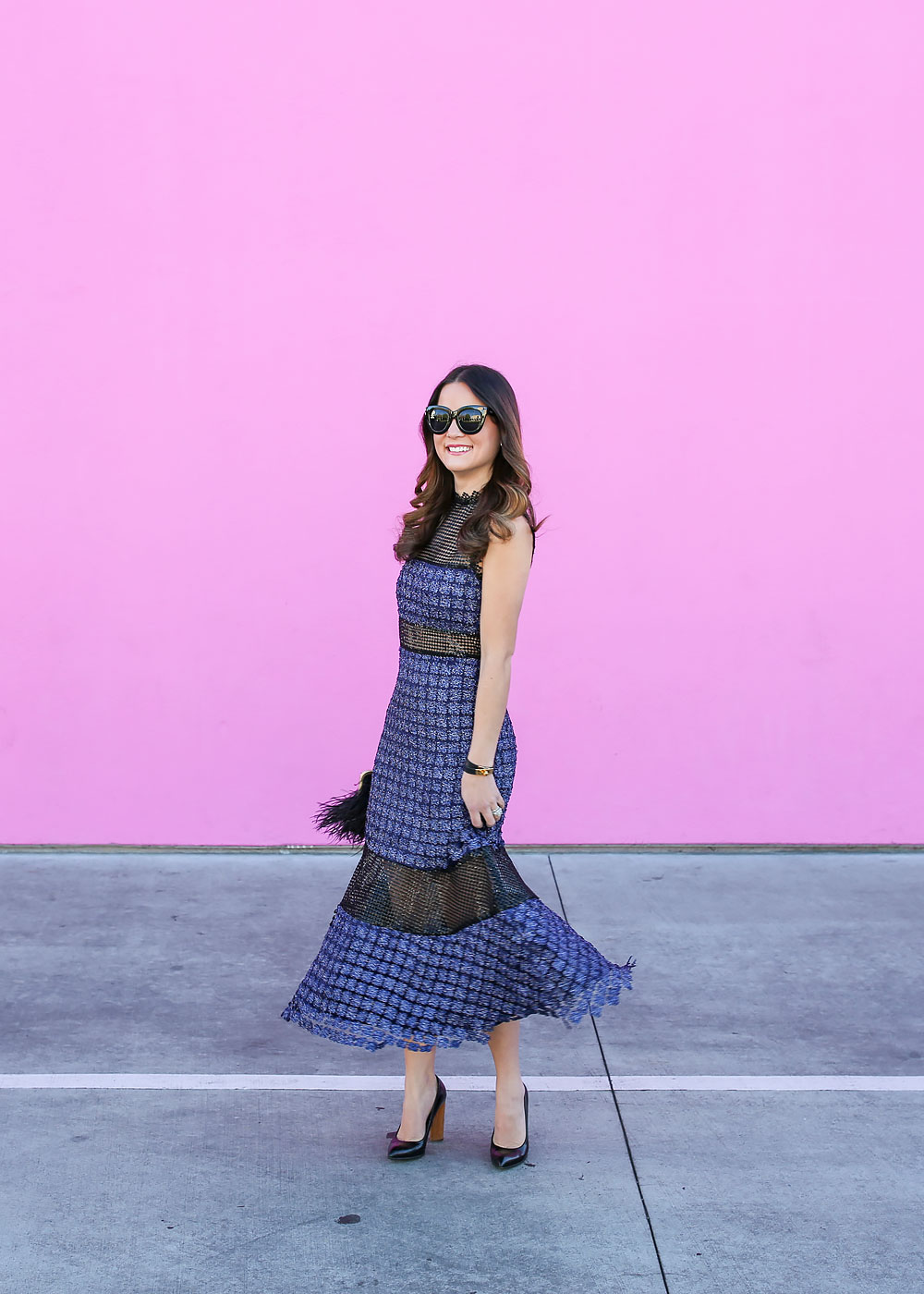 Blue Lace Midi Dress