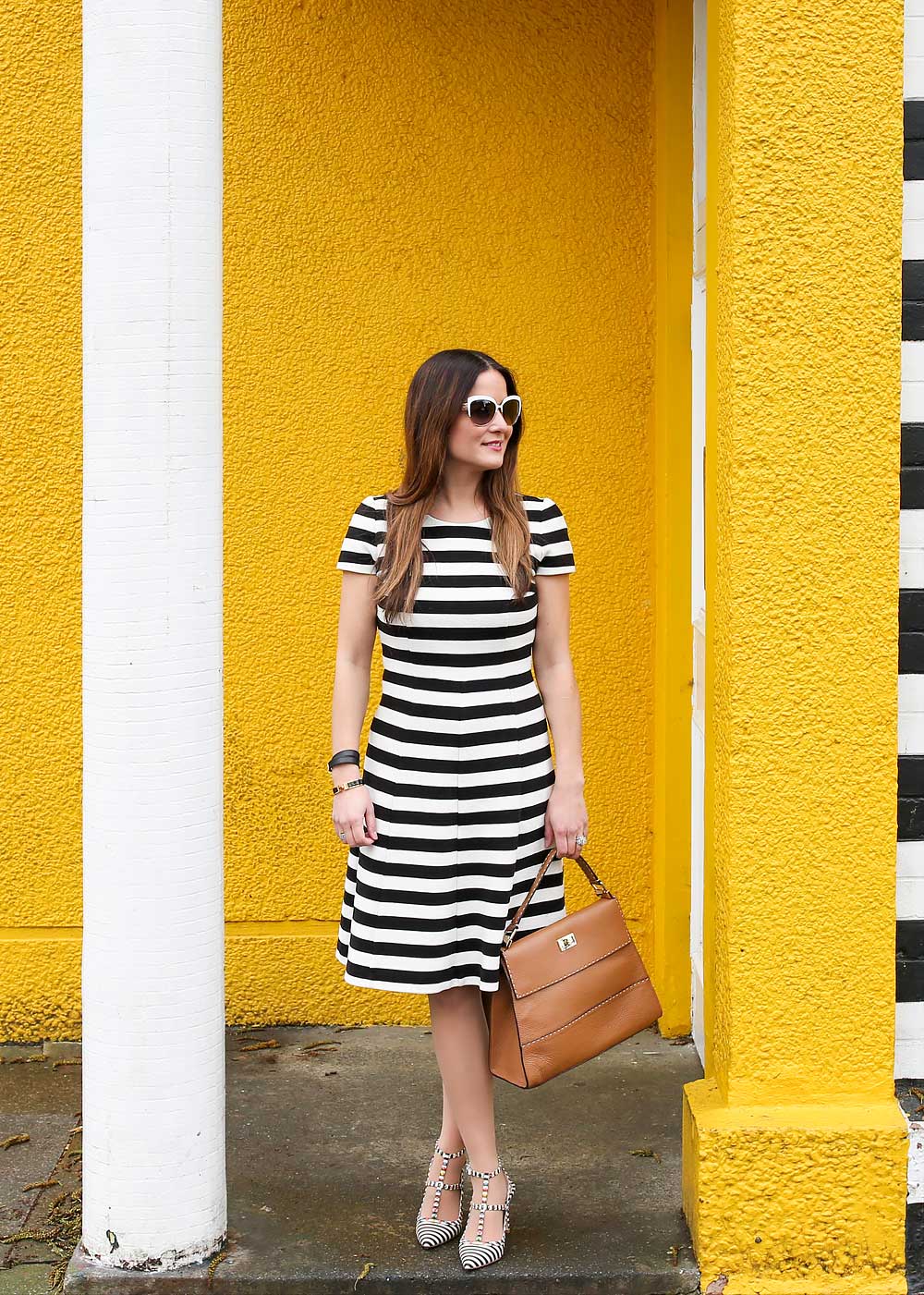 Striped Short Sleeve Dress