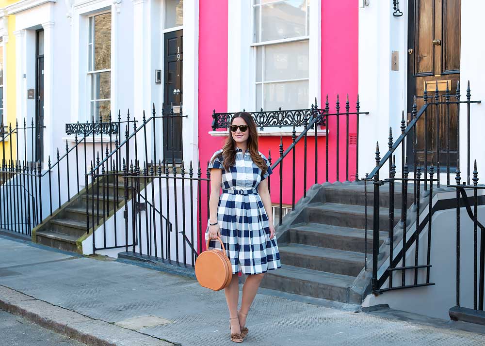 Navy Gingham Check Dress