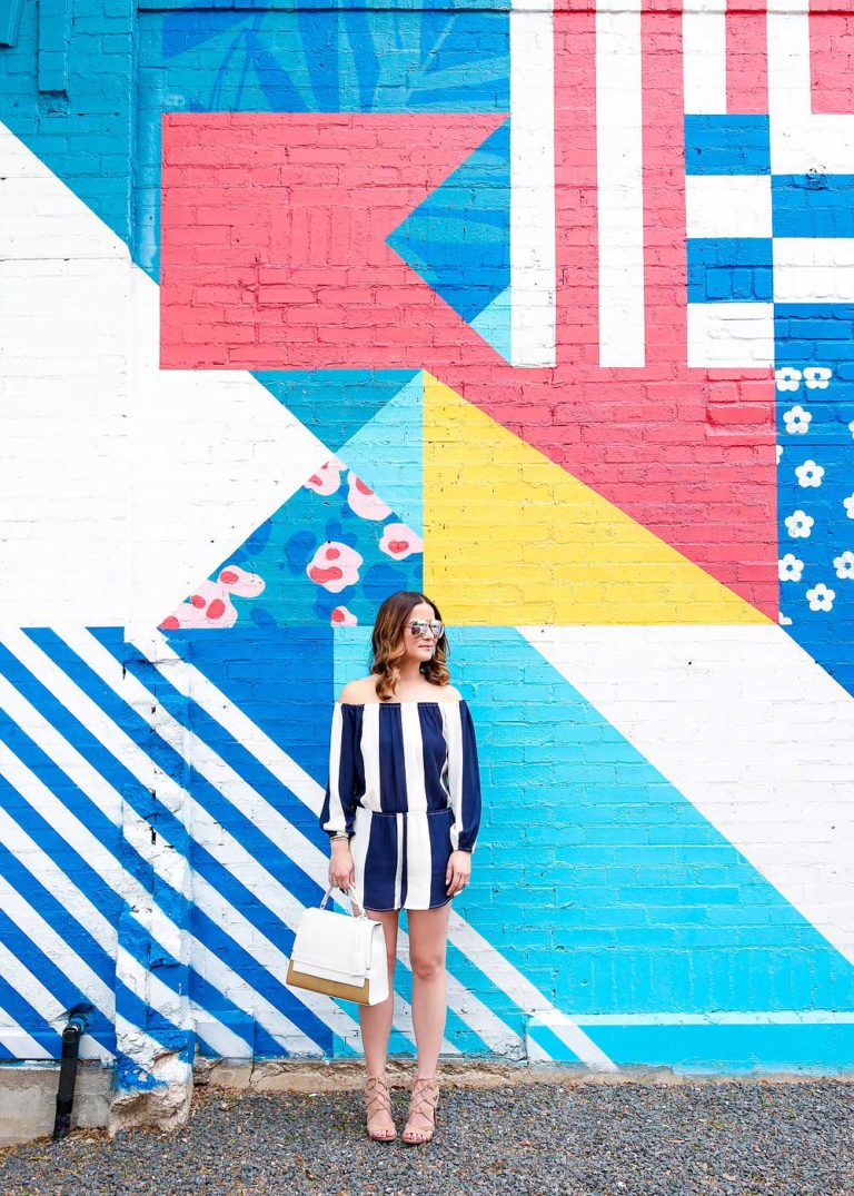 Navy Stripe Guayabera Romper main image 0