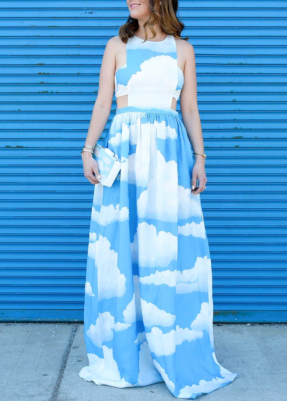 Cloud Print Maxi Dress