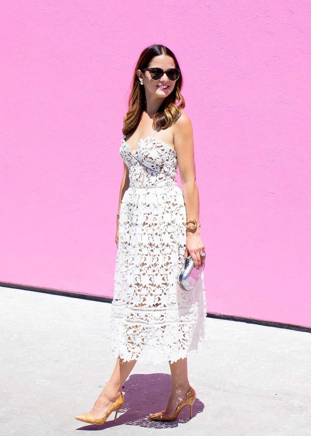 White Lace Midi Dress