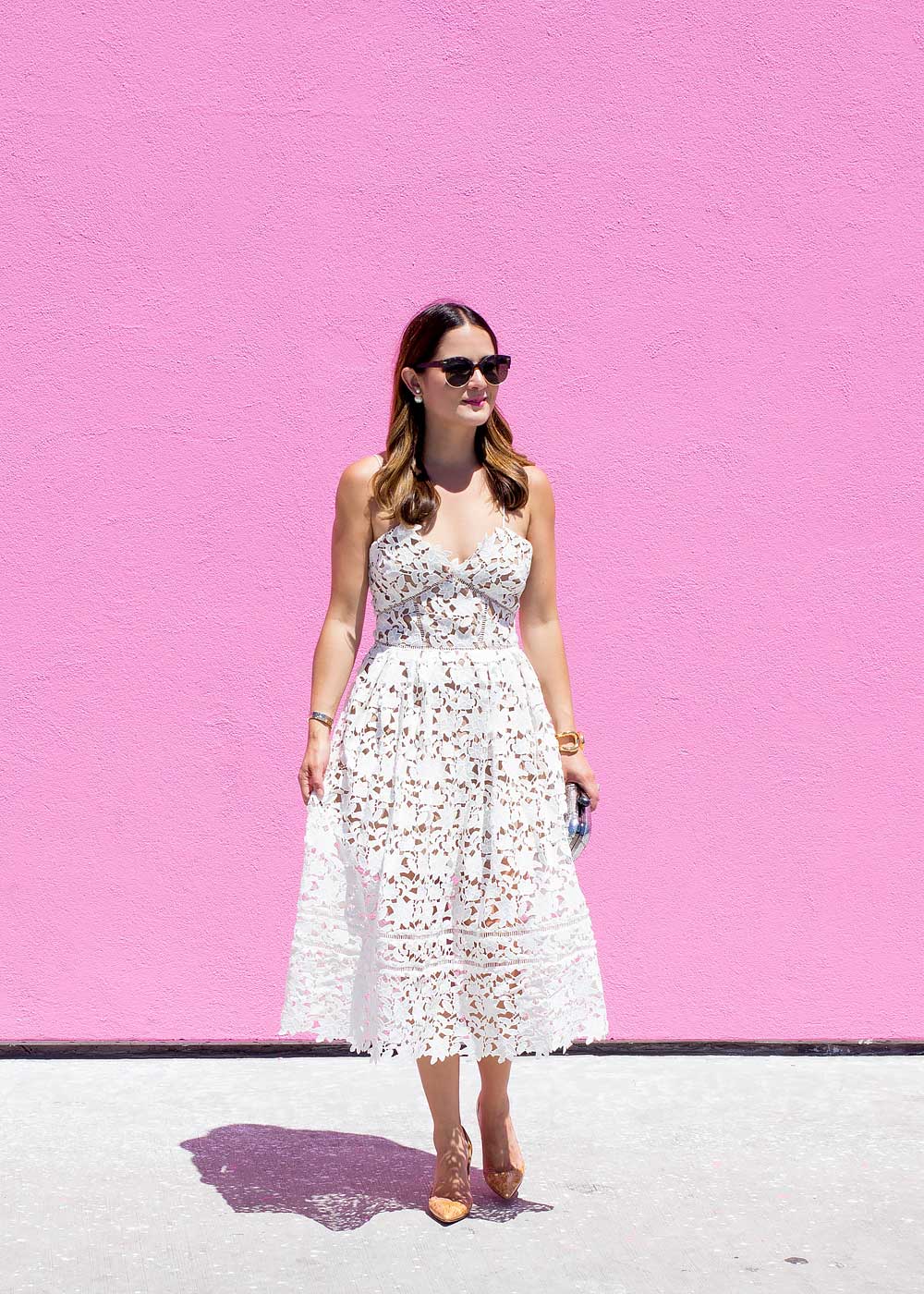 White Lace Midi Dress