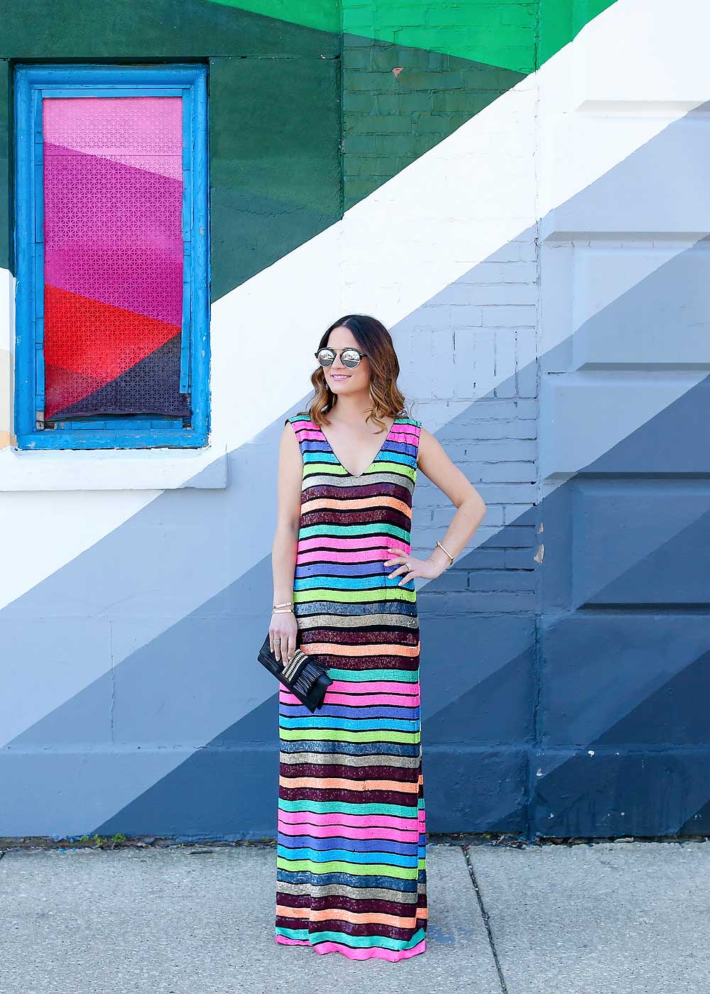 Stripe Sequin Maxi Dress