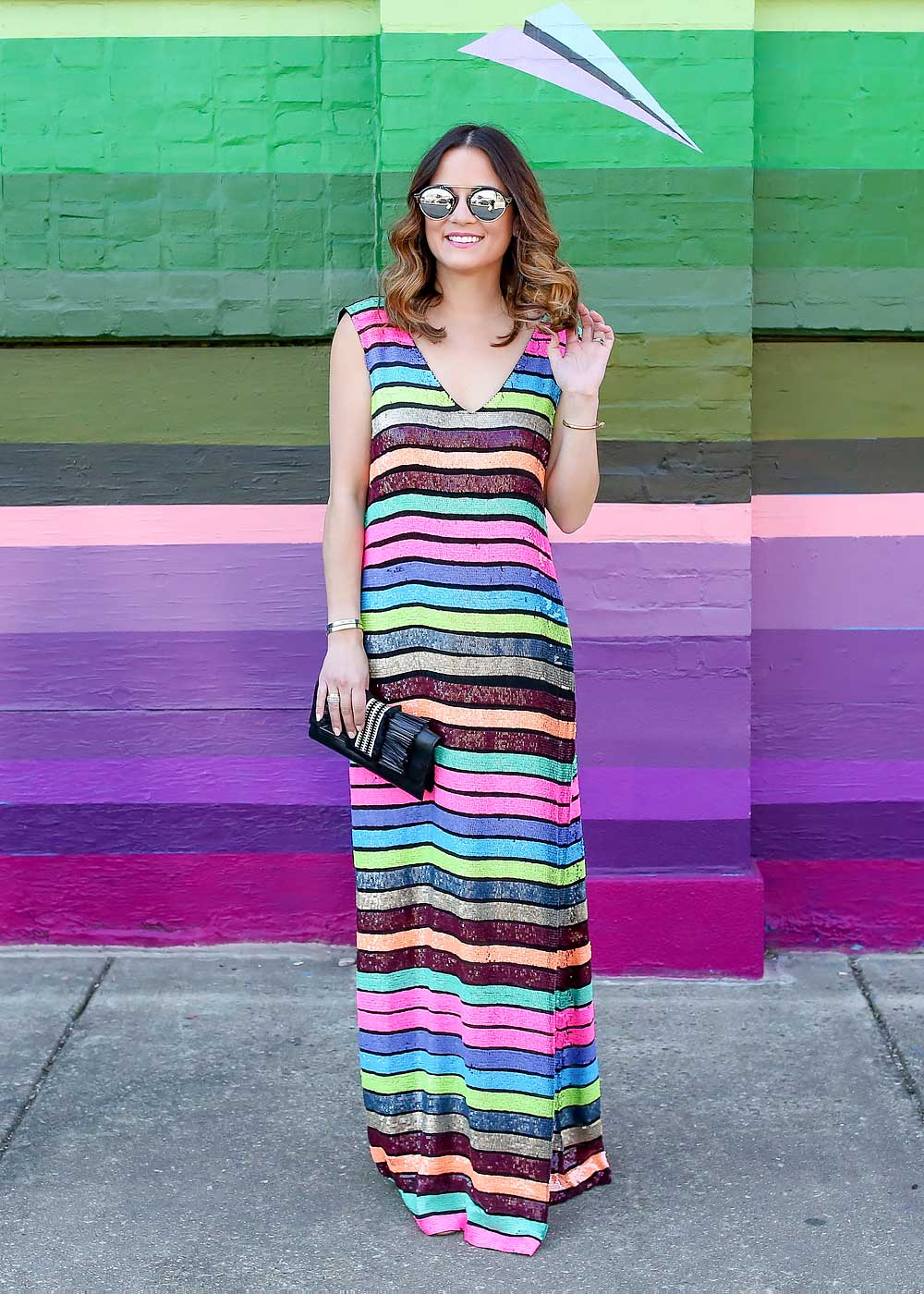Tracy Reese Stripe Sequin Maxi