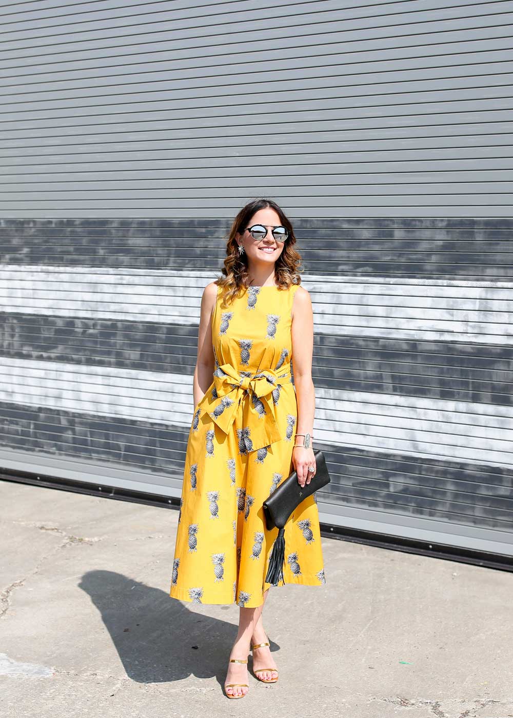 Yellow Midi Tie Waist Dress