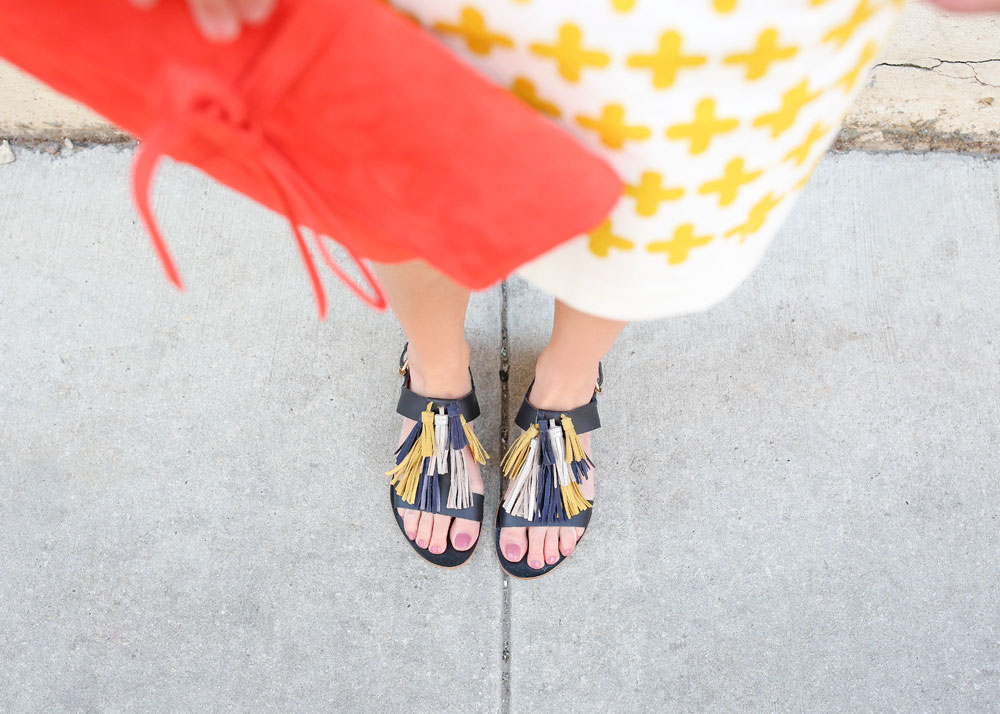 Multicolor Tassel Flat Sandals