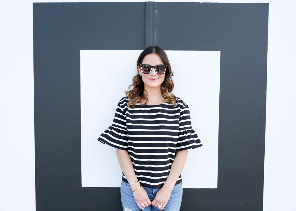 Black and White J. Crew Top