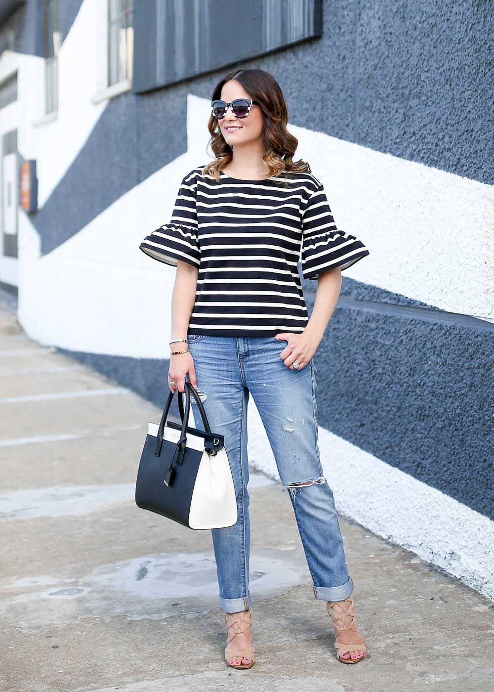 J. Crew Stripe Bell Sleeve Top