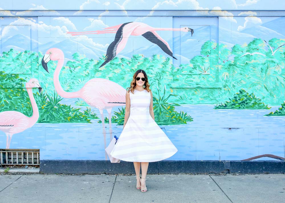 Pink White Striped Dress