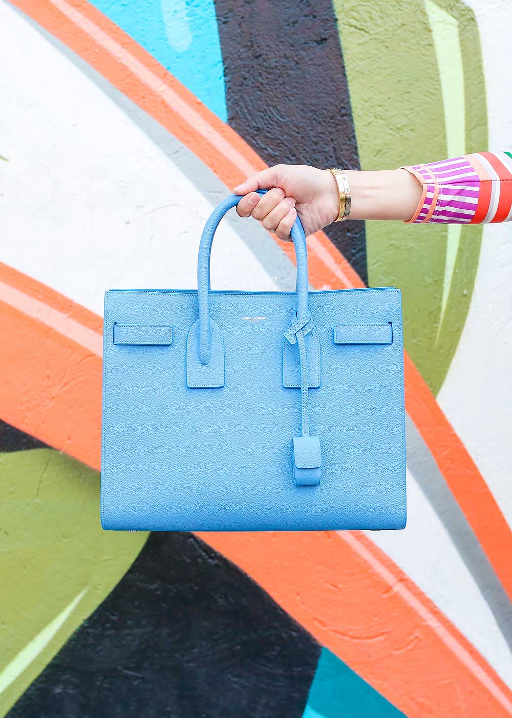 Blue Saint Laurent Sac de Jour Tote