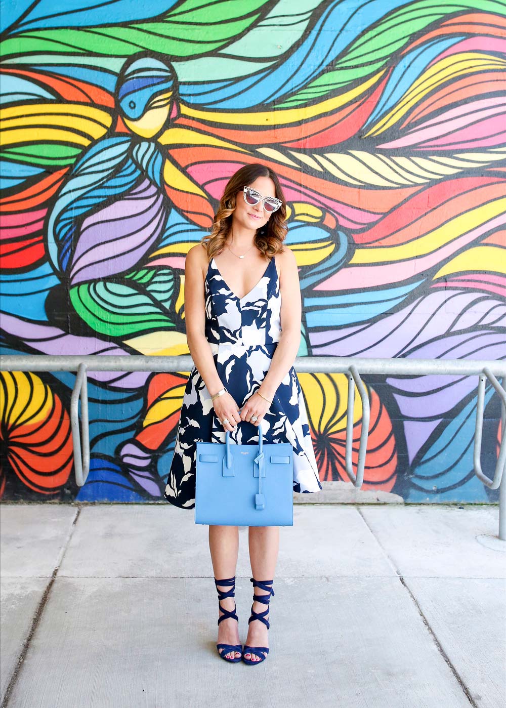 Navy Floral Dress for Wedding