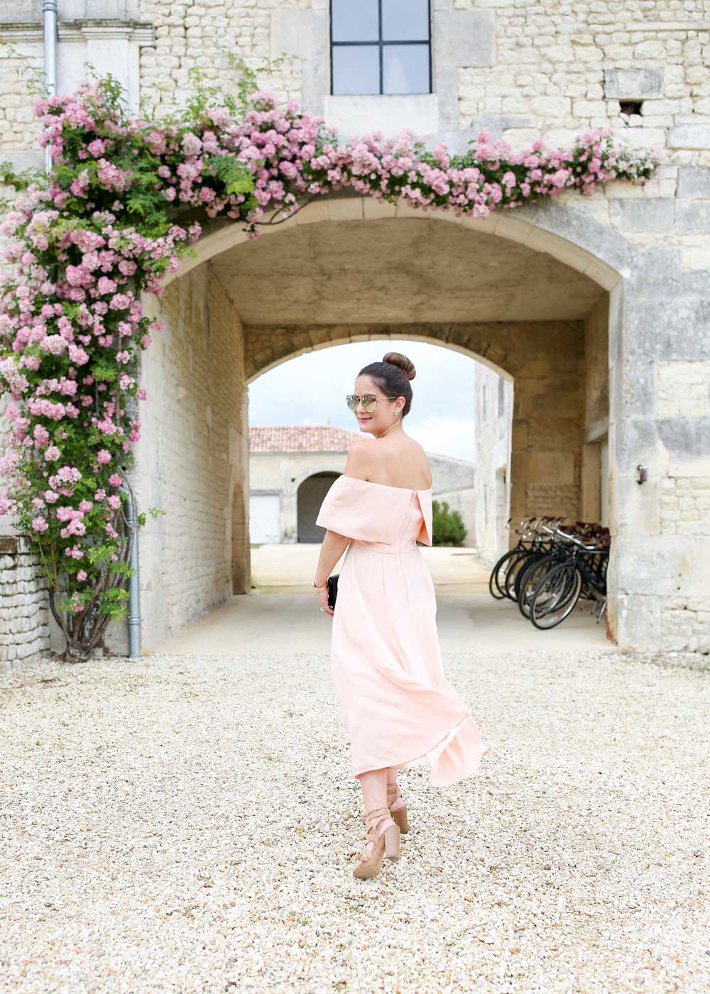 Pink Off the Shoulder Dress Fit Flare