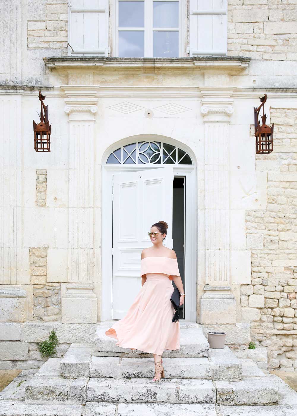 Pink Fit and Flare Midi Dress