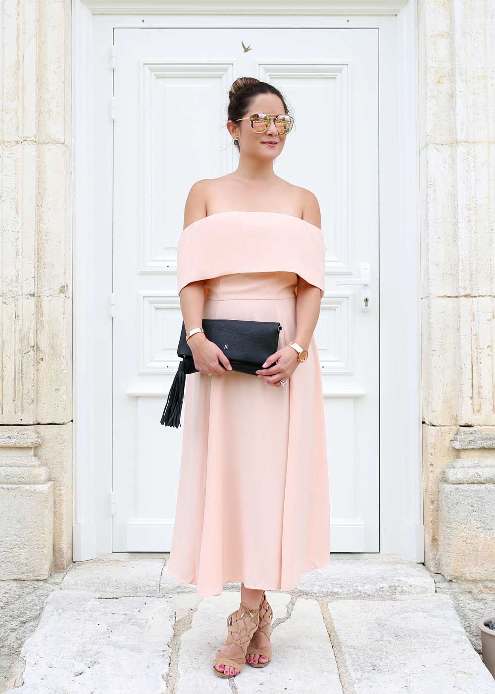 ASOS Blush Pink Off Shoulder Dress