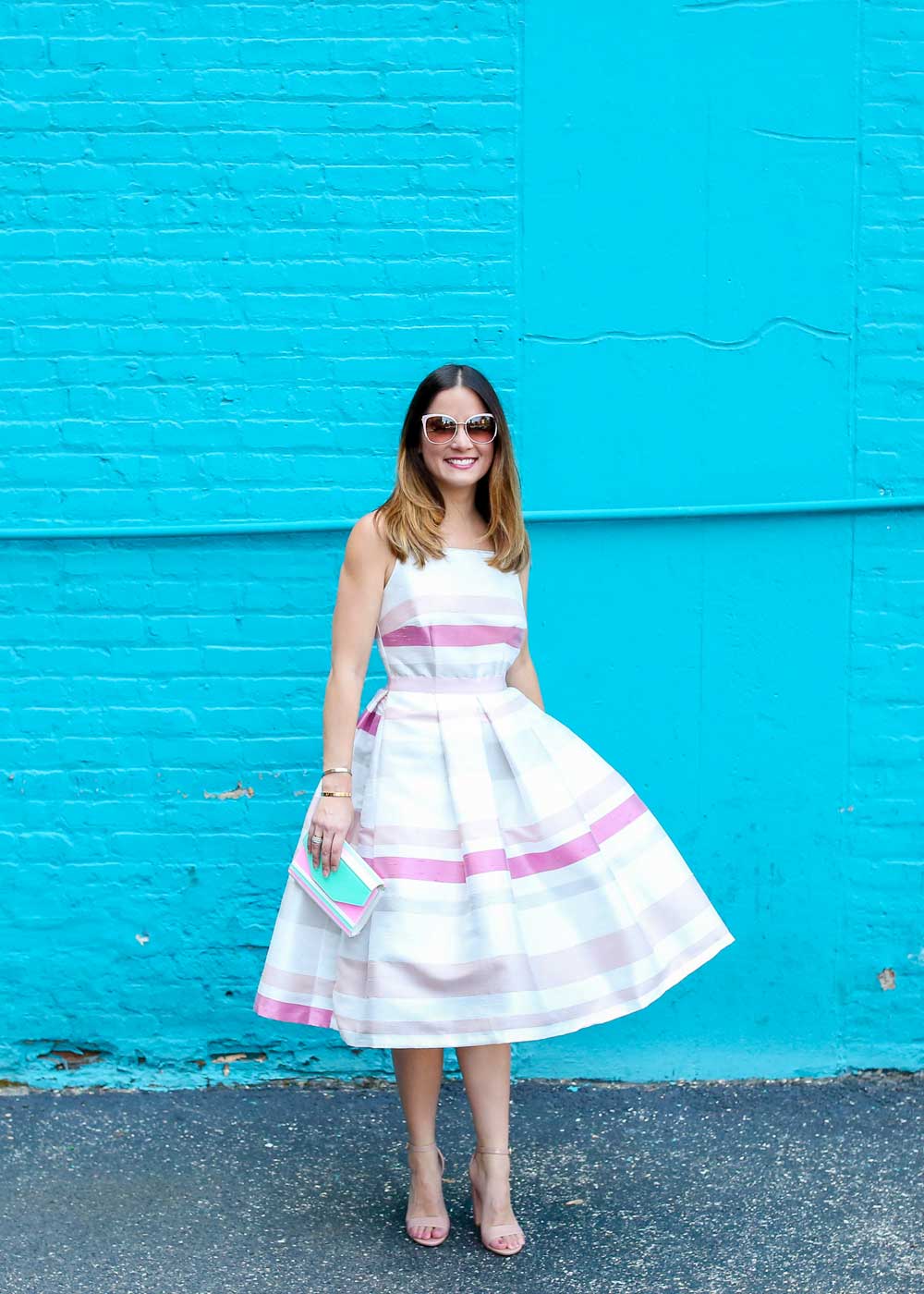 Stripe Fit and Flare Midi Dress