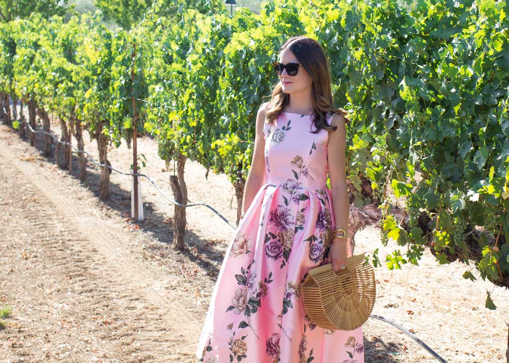 Pink Roses Floral Flare Dress