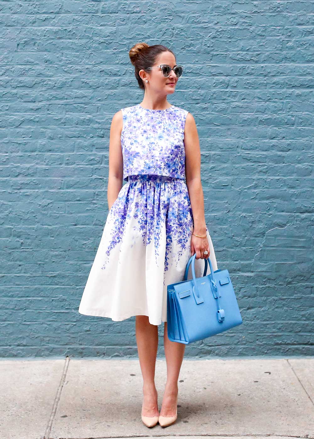 Donna Morgan Blue Floral Dress